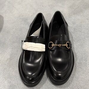 H&M Black Loafers with Gold Accent